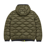 Blauer Kids Piumino Verde Militare con Cappuccio e Trapuntatura a Onde per Bambini