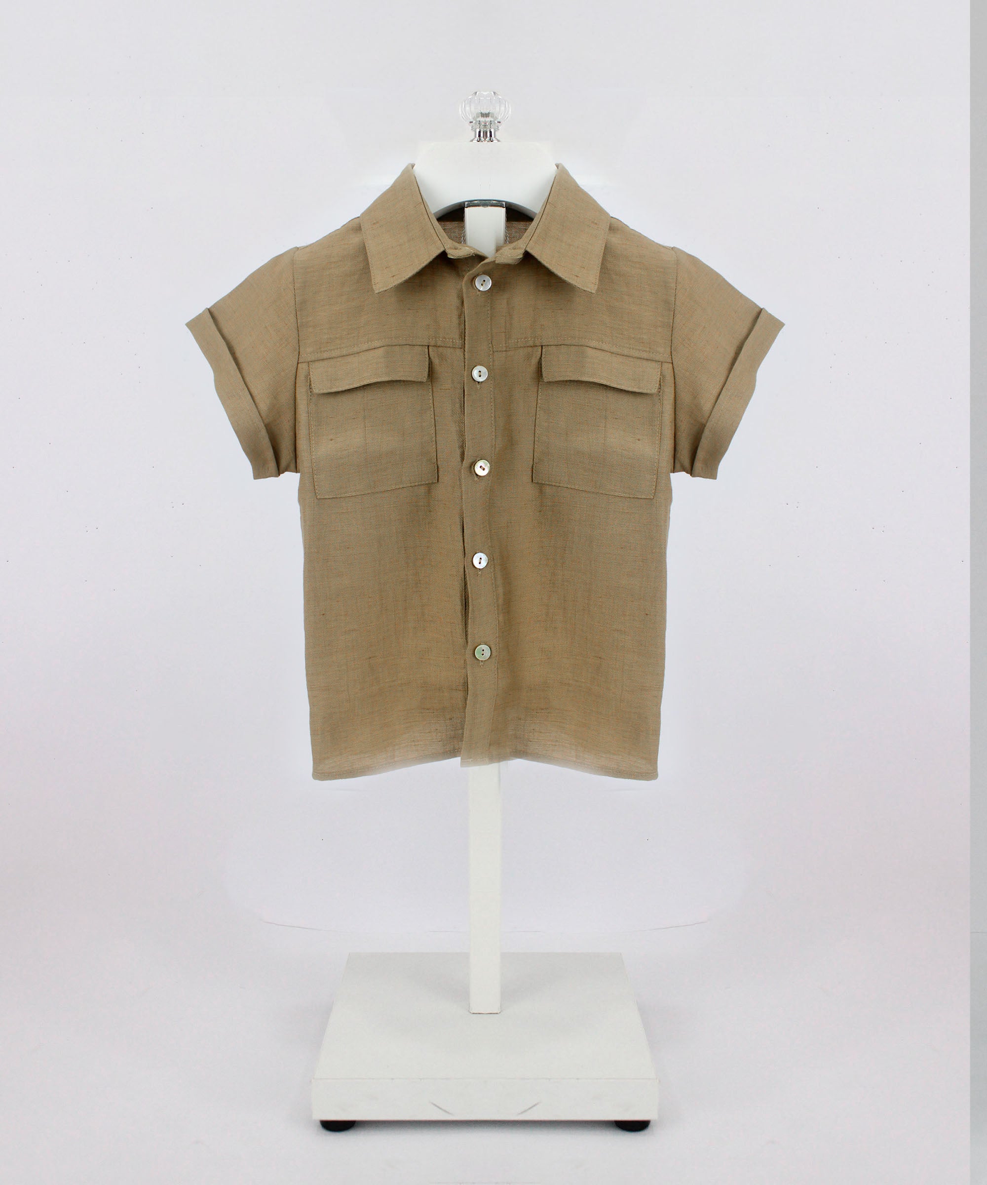 Barcellino Camicia Beige con Tasche per Neonati