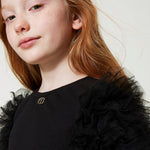 Twinset Kids Abito Corto Drappeggiato con Tulle 