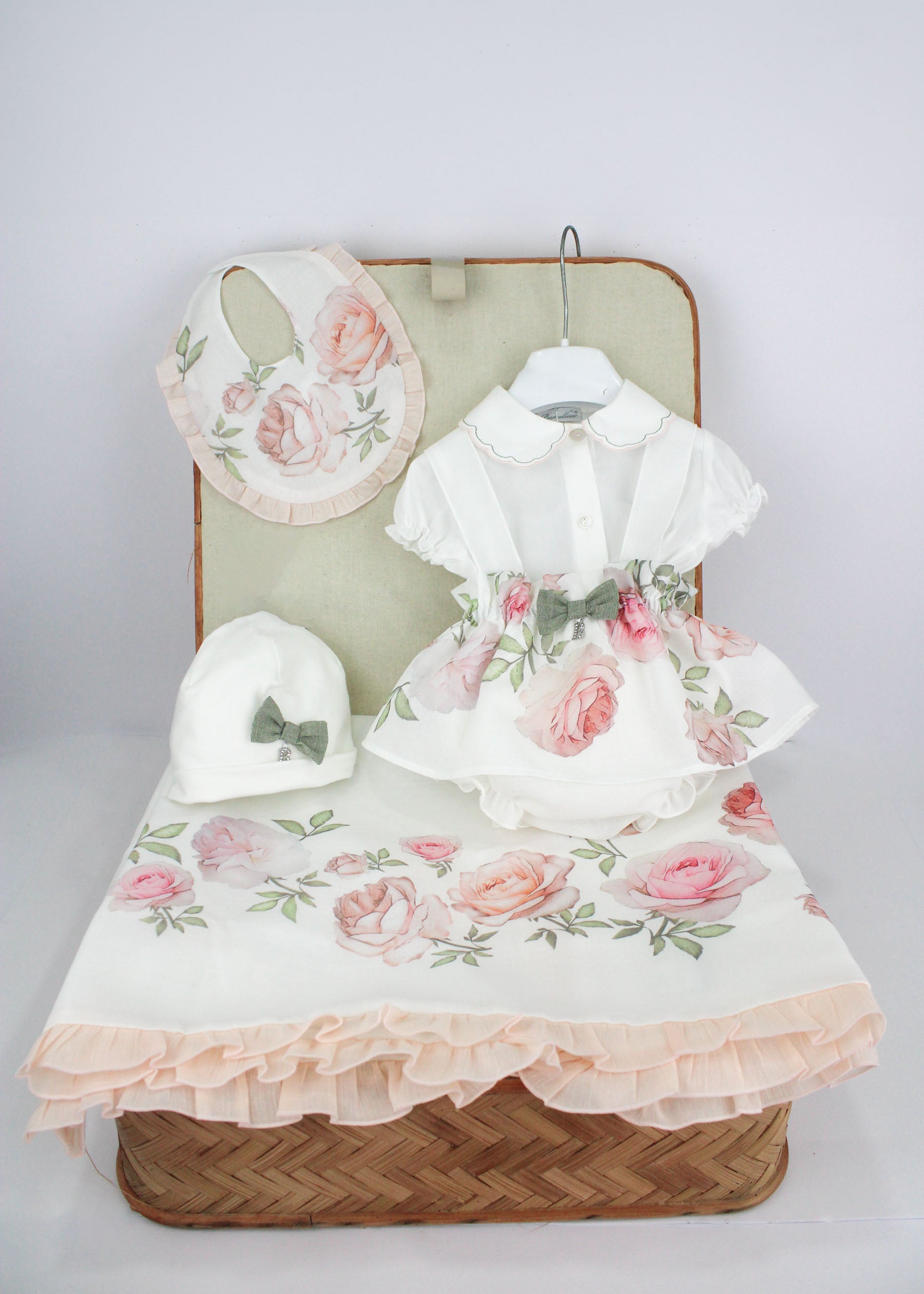 Barcellino Floral Layette with Overalls for Newborns