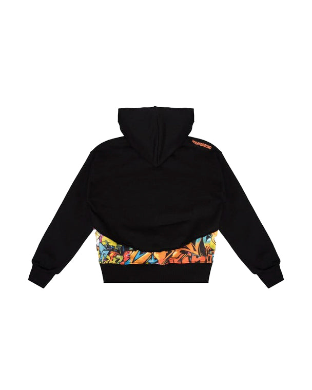 Spryground Kids Felpa con Cappuccio Nera con Stampa per Bambini