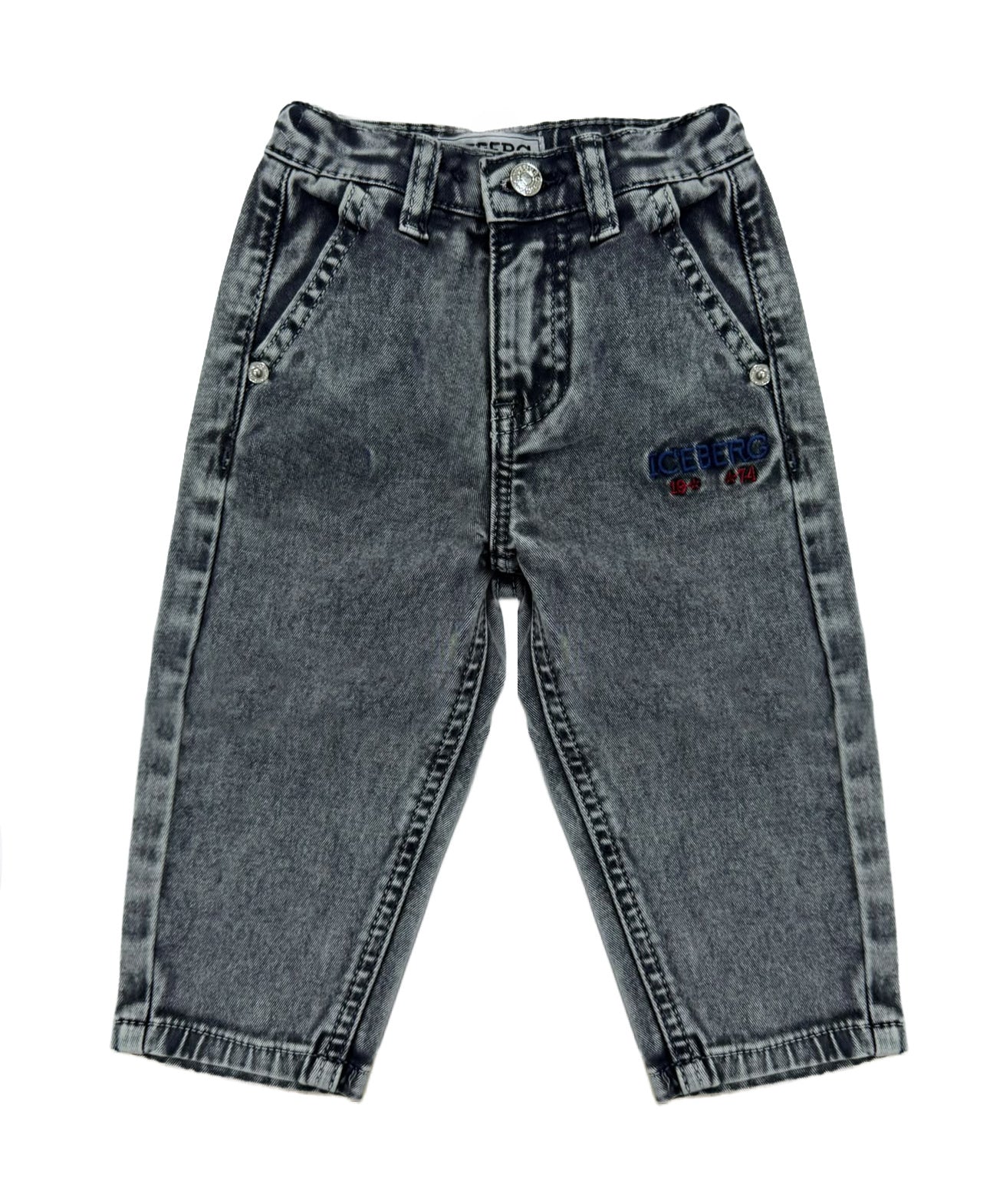 Iceberg Kids Pantalone Blu con Ricamo per Neonati