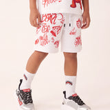 Sprayground Kids White Bermuda with Red Contrast Print for Children