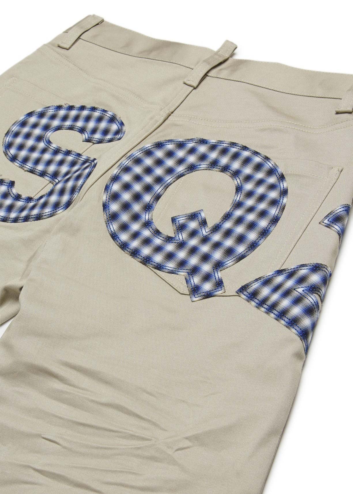 Dsquared2 Kids Pantaloni Beige con Logo Quadri per Bambini (dettaglio)
