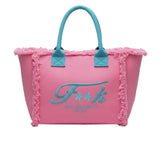 F**K Kids Maxi Borsa Rosa e Azzurra con Logo per Bambine