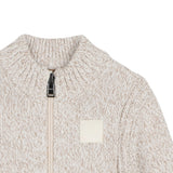BOSS Kids Cardigan Beige in Tricot Mélange con Zip e Patch Logo per Neonati