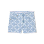 Michael Kors Kids Shorts in Denim Logo All Over per Bambine (fronte)