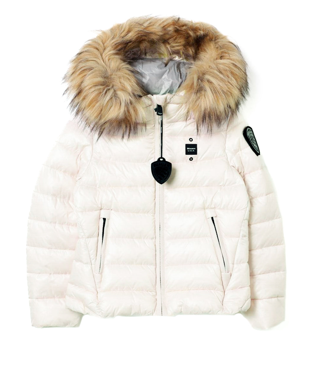 Blauer Kids Giubbino Bianco con Pelliccia per Bambine