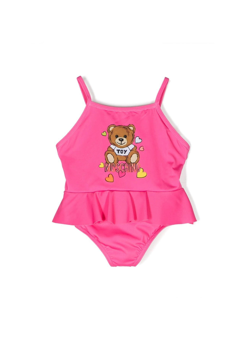 Moschino Kids Costume Monokini Fucsia Teddy Bear per Neonate (fronte)