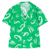 MSGM Kids Camicia Verde con Stampa Astratta