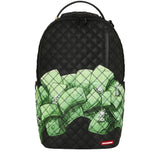 Sprayground Kids QUILTED SHARK DIPINTO A MANO Zaino Nero Trapuntato con Stampa Banconote e Diamanti