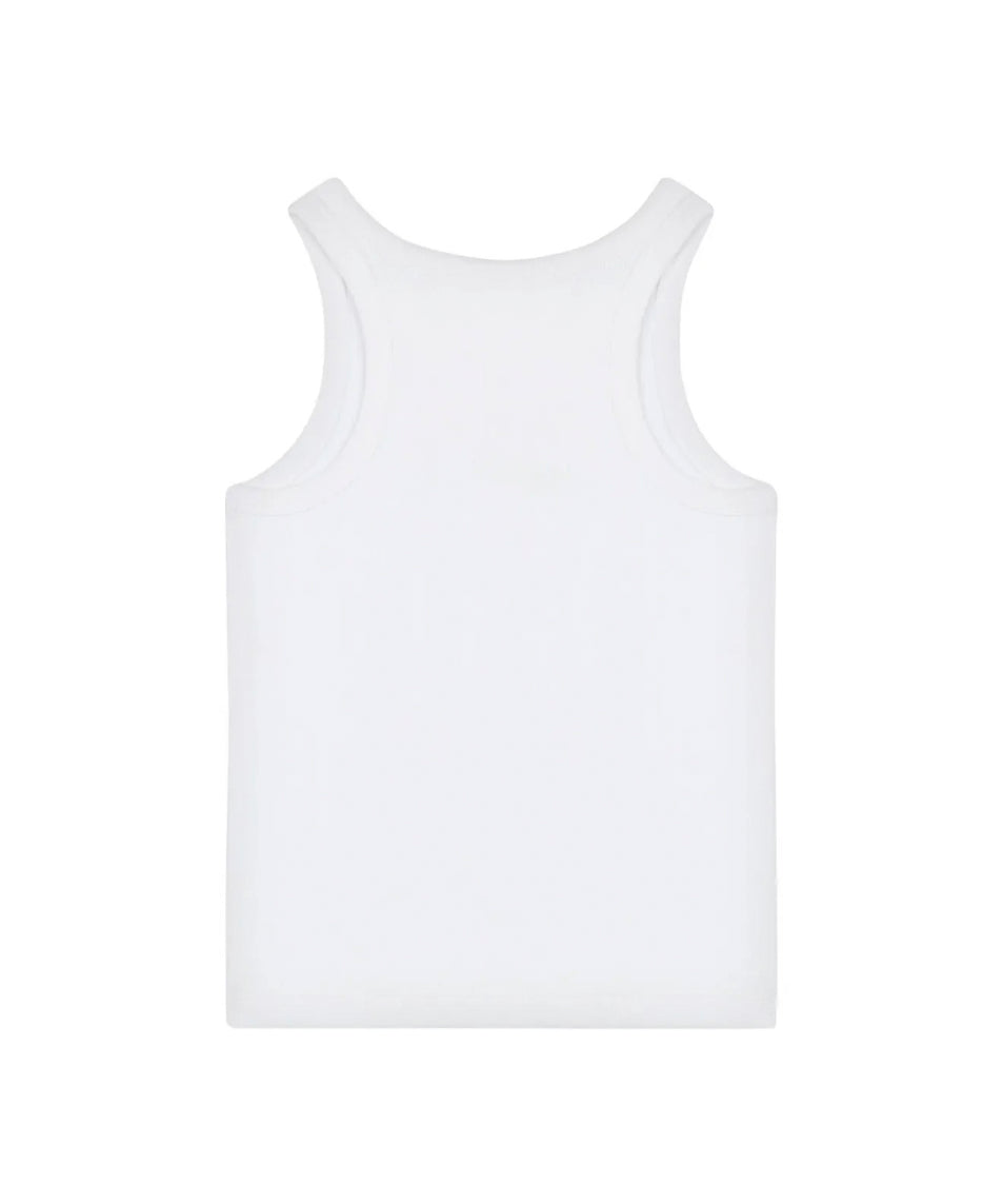 Moschino Kids Canotta Bianca con Ricamo Logo per Bambine