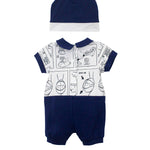 Iceberg Kids Pagliaccetto con Berretto Bianco/Blu con Stampa per Neonati (retro)