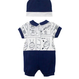 Iceberg Kids Pagliaccetto con Berretto Bianco/Blu con Stampa per Neonati (retro)