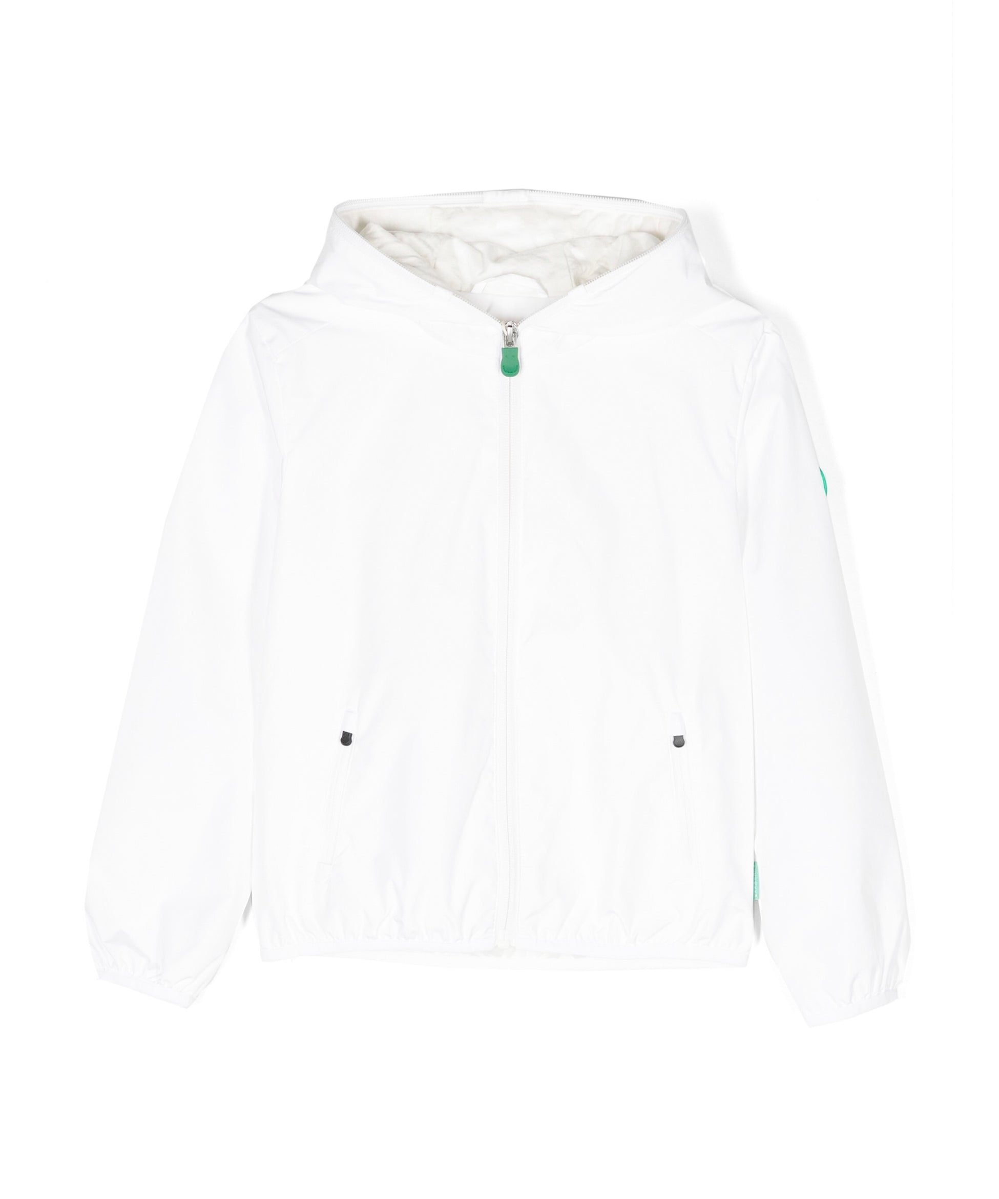 Save The Duck Kids Giubbino Bianco con Cappuccio con Patch Logo