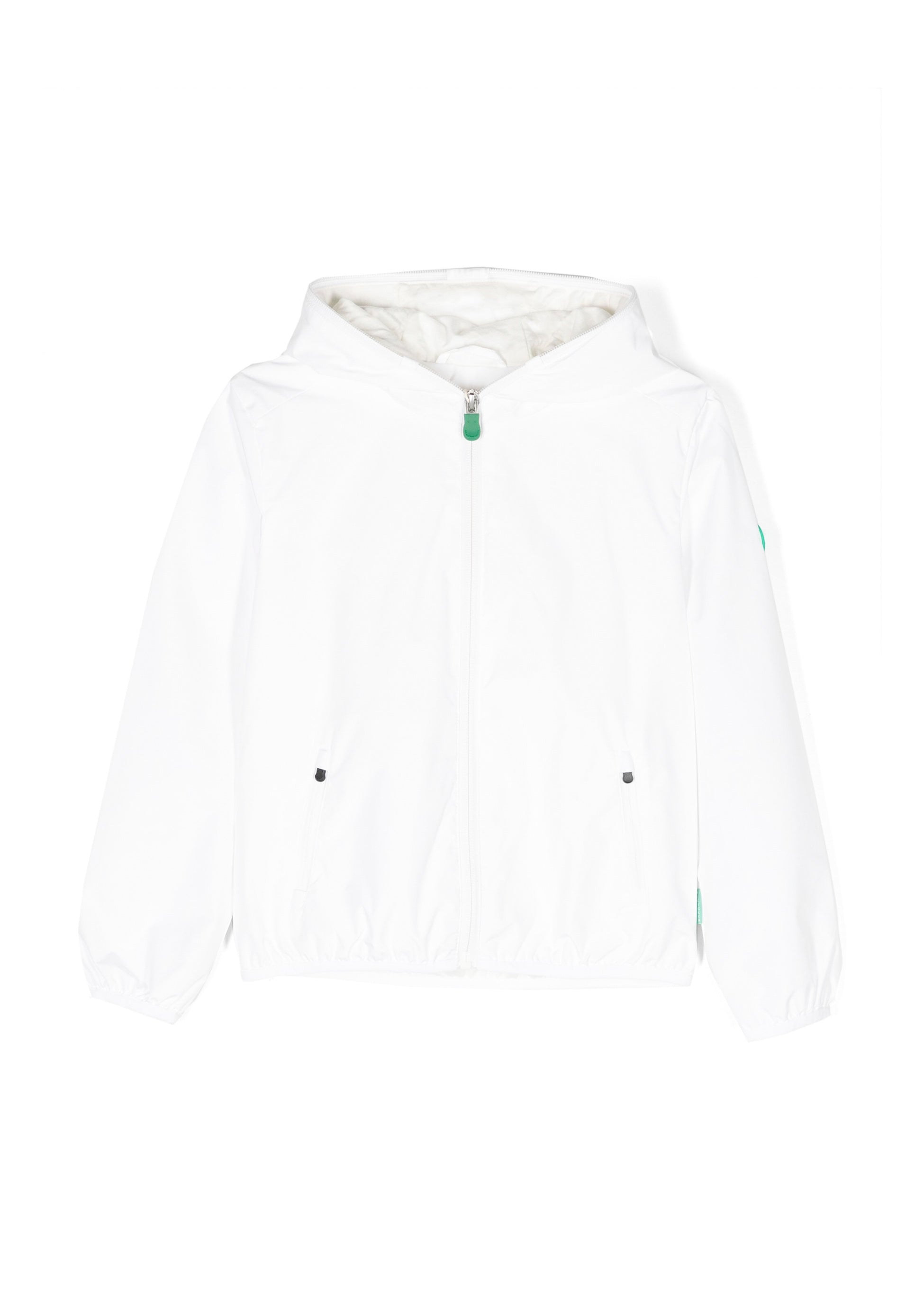 Save The Duck Kids Giubbino Bianco con Cappuccio con Patch Logo