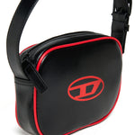 Diesel Kids Borsa Nera con Logo Oval D a Contrasto e Dettagli Rossi a Contrasto per Bambine