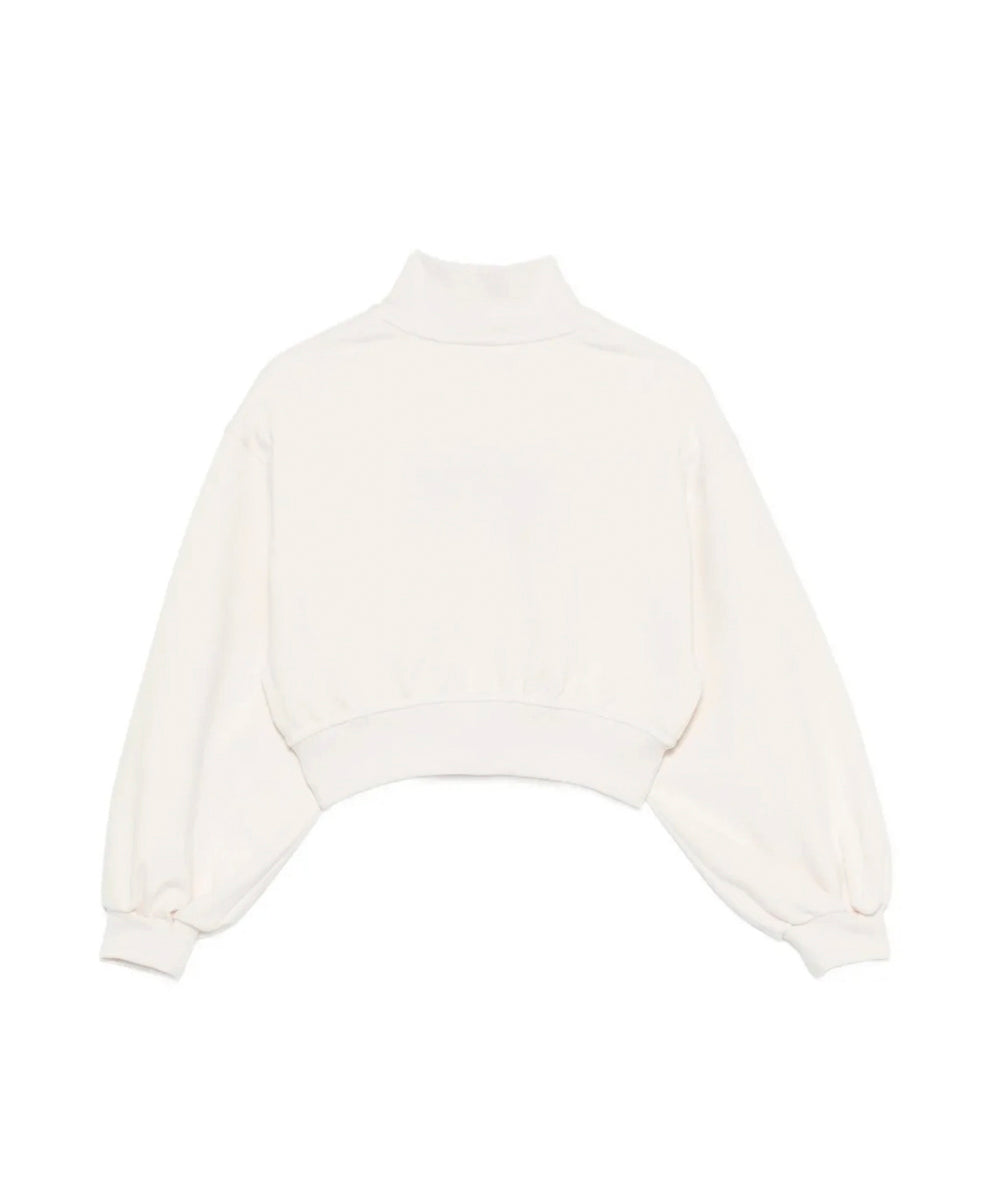 Elisabetta Franchi La Mia Bambina Felpa Panna Crop con Stampa per Bambine