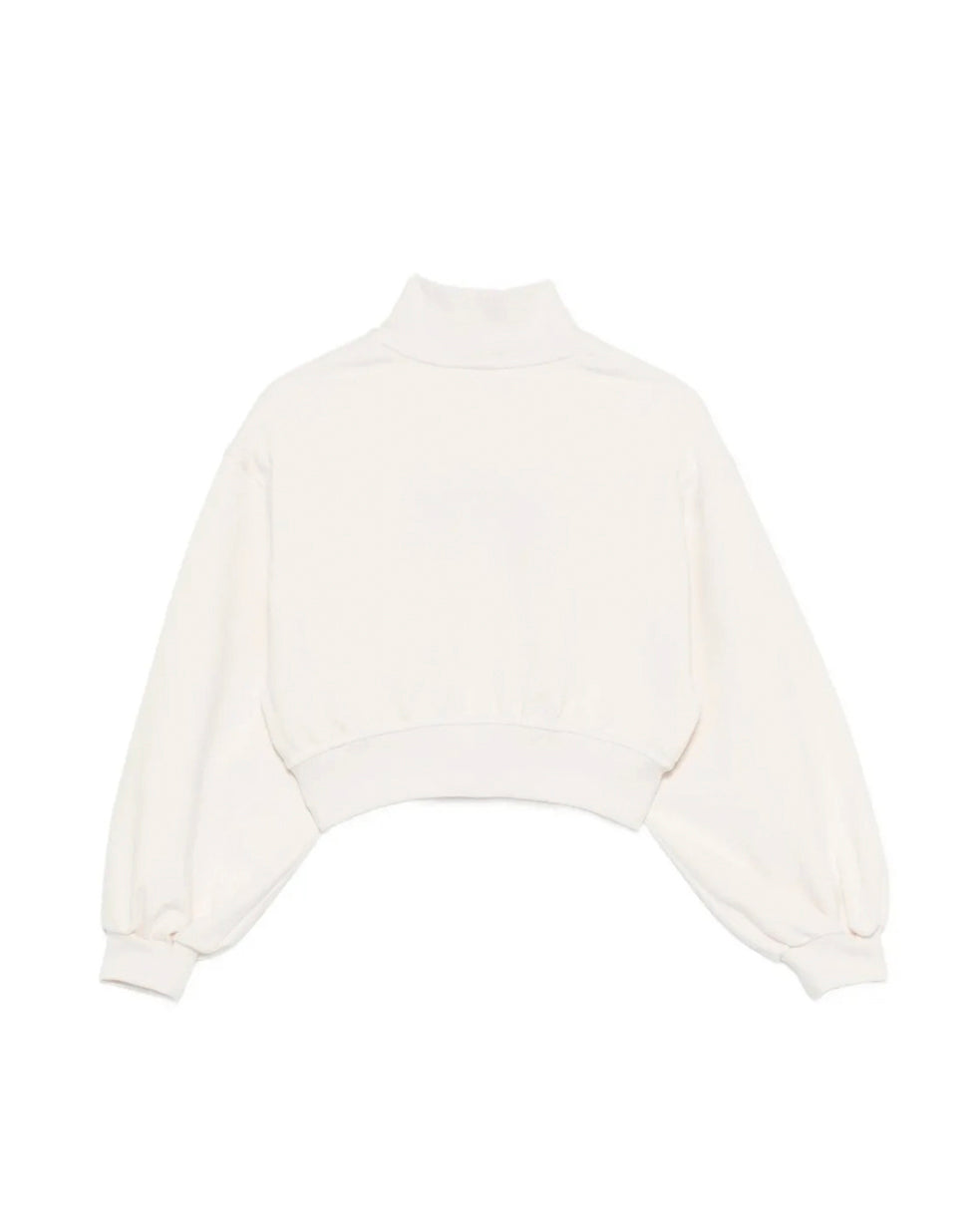 Elisabetta Franchi La Mia Bambina Felpa Panna Crop con Stampa per Bambine
