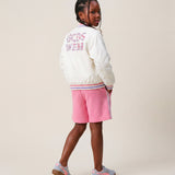 Gcds Kids Giubbino Bianco con Ricamo Floreale per Bambine