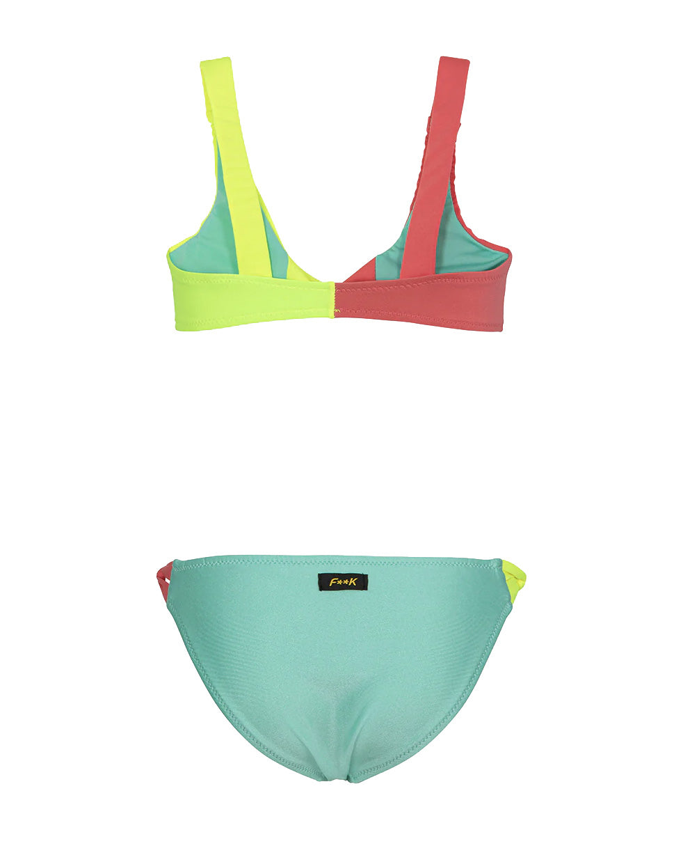 F**K Kids Costume Verde Acqua e Rosso per Bambine