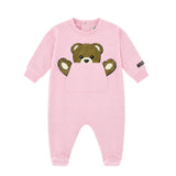Moschino Kids Tutina Rosa con Tasca Teddy per Neonate