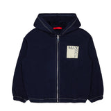 Mac & Co Felpa in Denim Blu Scuro con Zip e Stampa Logo a Contrasto per BAmbine