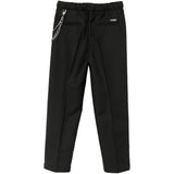 John Richmond Kids Pantalone Nero con Piega Stirata, Coulisse e Catena Removibile per Bambini