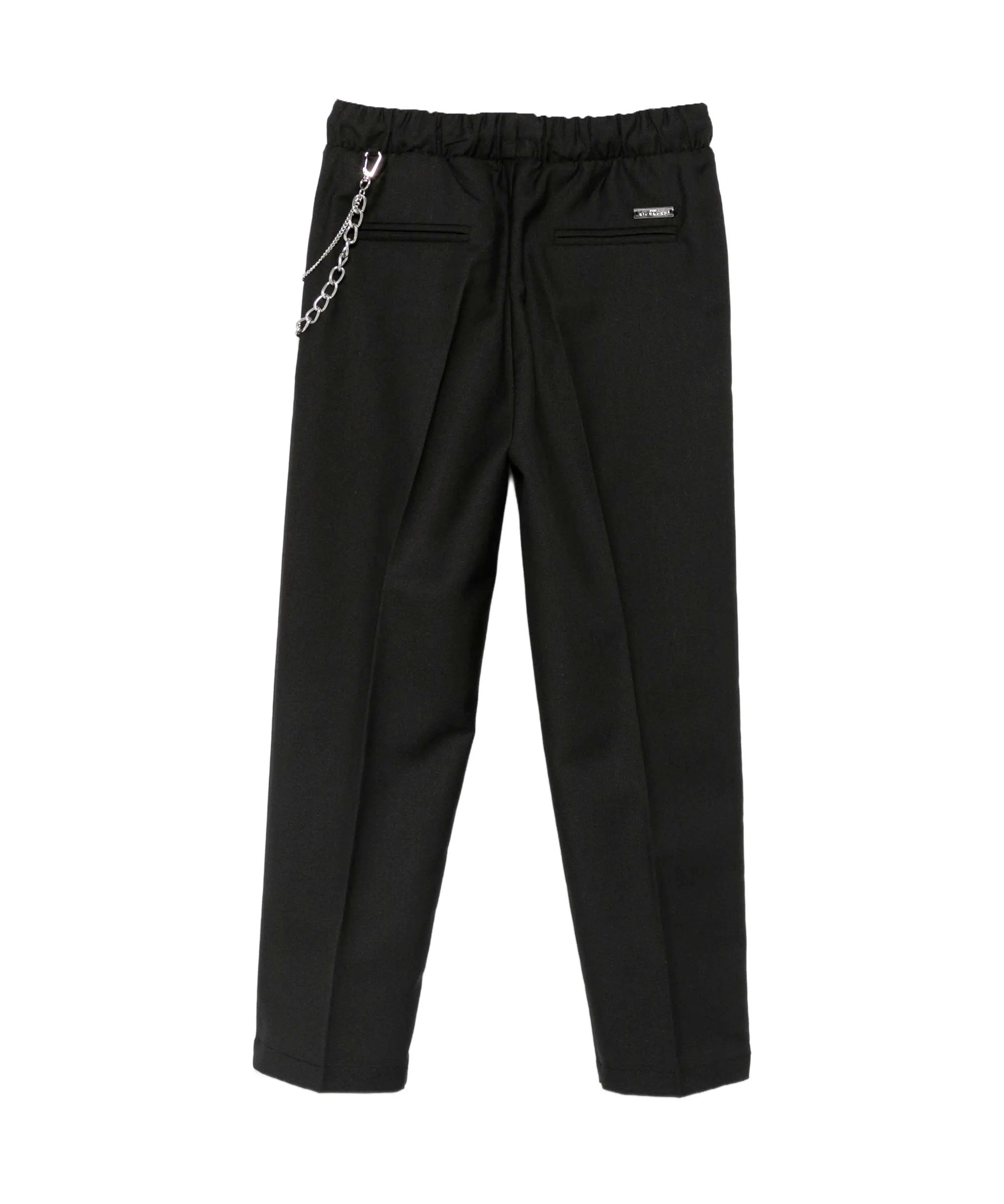 John Richmond Kids Pantalone Nero con Piega Stirata, Coulisse e Catena Removibile per Bambini