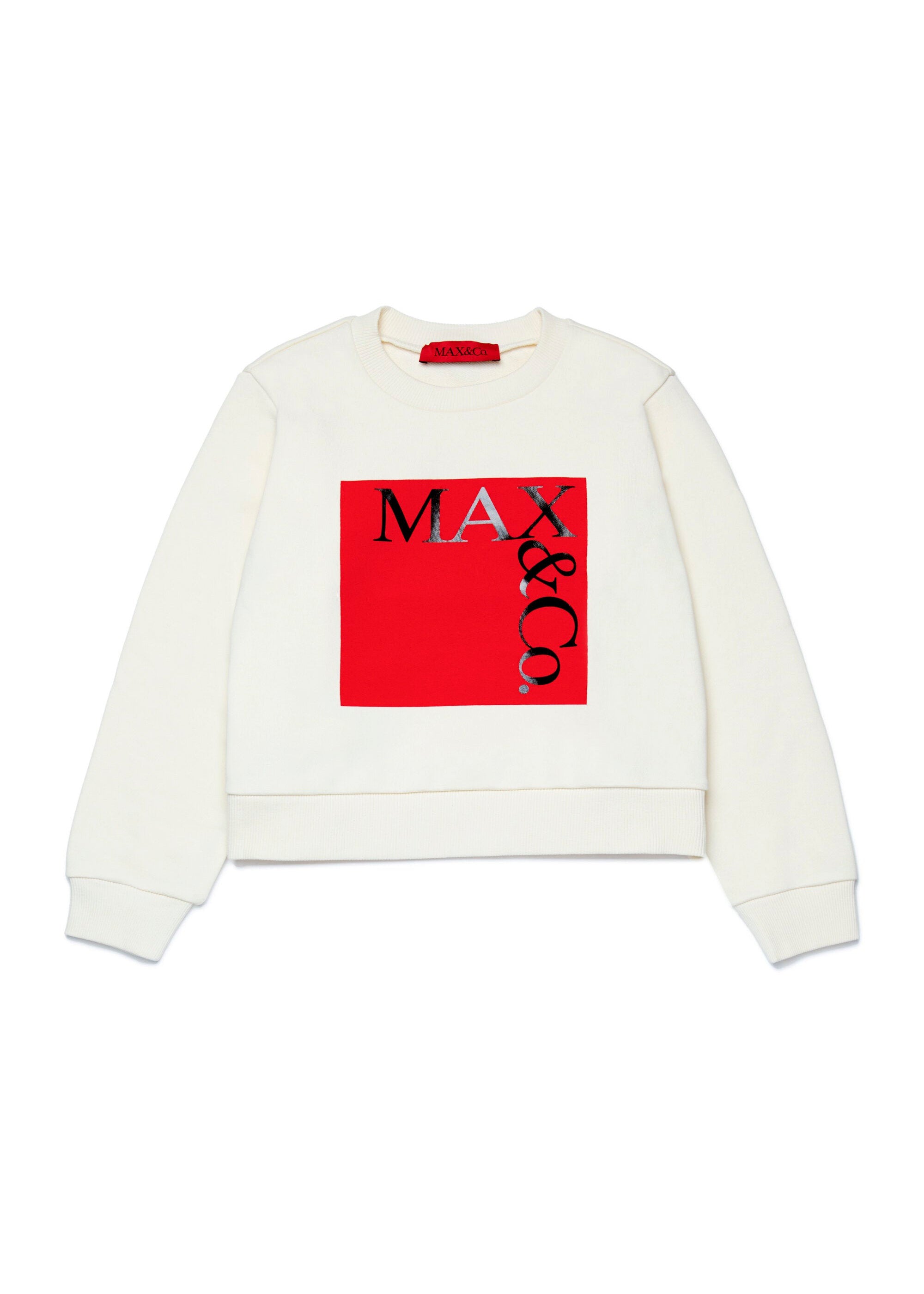 Max & Co Kids Felpa Girocollo Crema con Logo per Bambine 