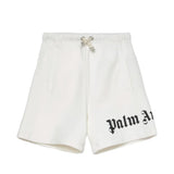 Palm Angels Kids Short Nero con Logo Bianco per Bambini