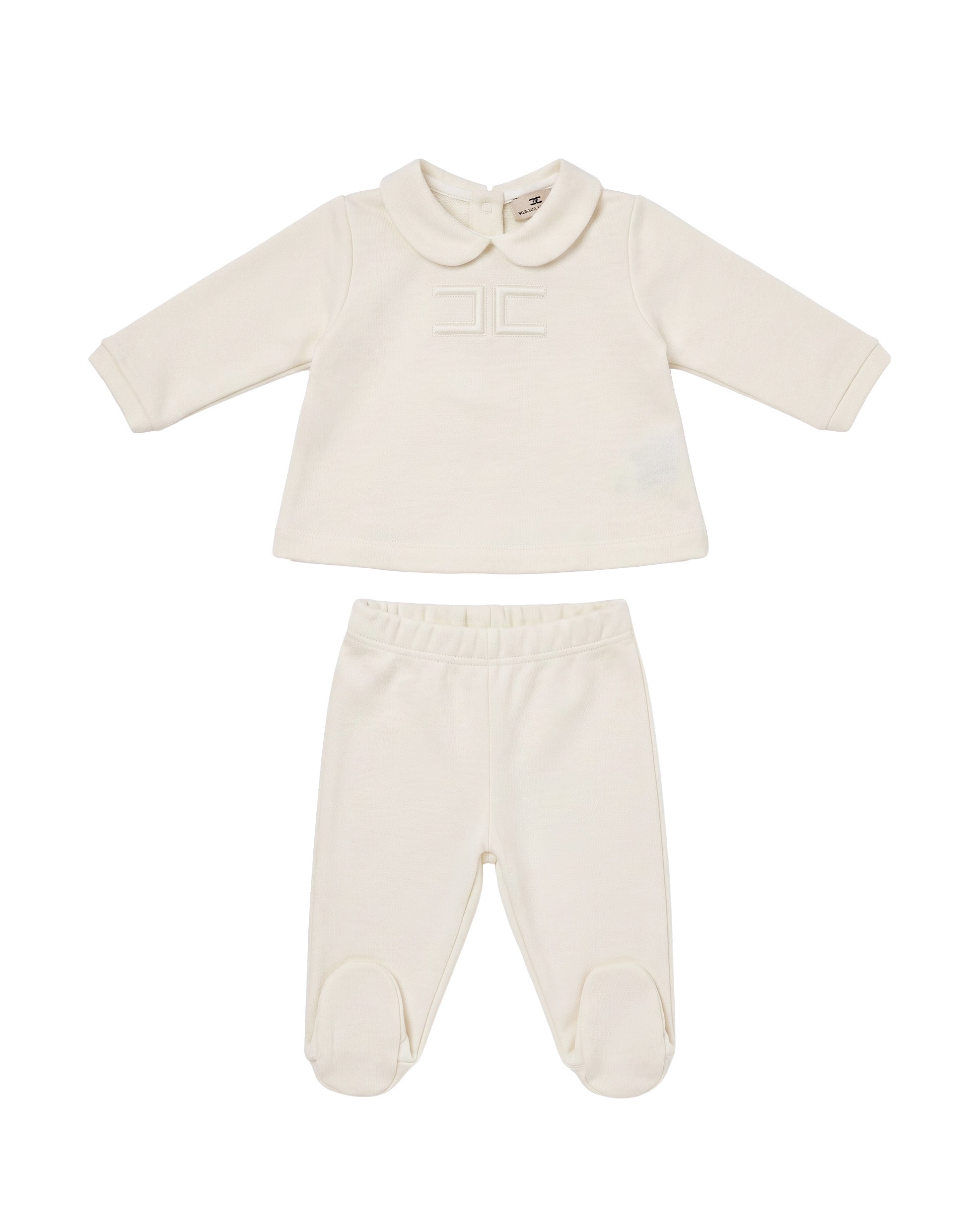 Elisabetta Franchi La Mia Bambina Completo Avorio con Ricamo Logo per Neonate
