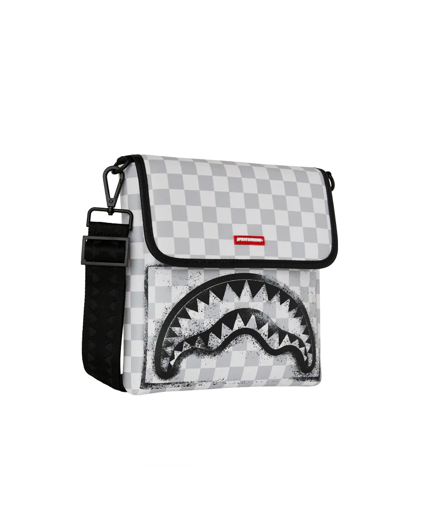 Sprayground Kids Borsa con Traccolla Bianca con Logo Shark per Bambini