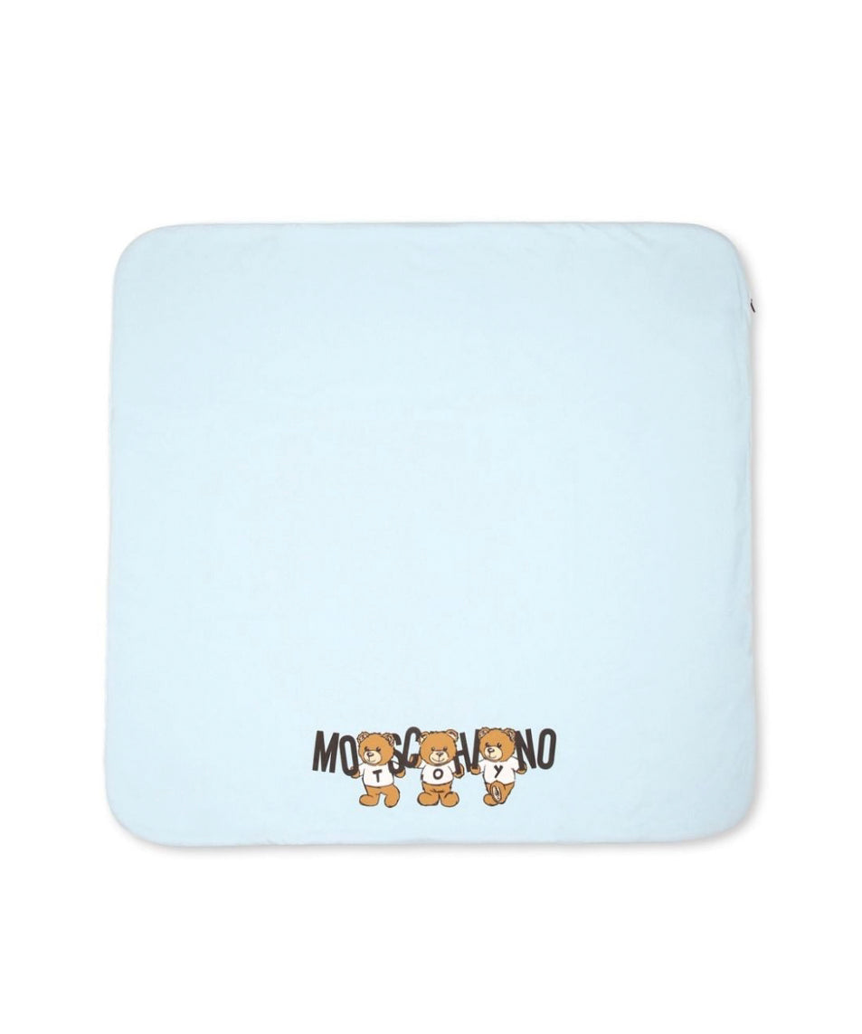Moschino Kids Coperta Cielo con Logo Teddy Bear per Neonati 