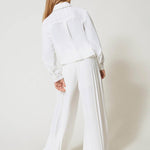 Twinset Kids Pantaloni Bianchi Plissettati per Bambine (retro)