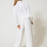 Twinset Kids Pantaloni Bianchi Plissettati per Bambine (retro)