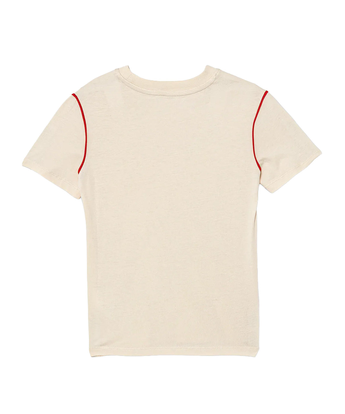 Calvin Klein Kids T-Shirt Beige con Logo Ricamato e Dettagli Rossi per Bambini