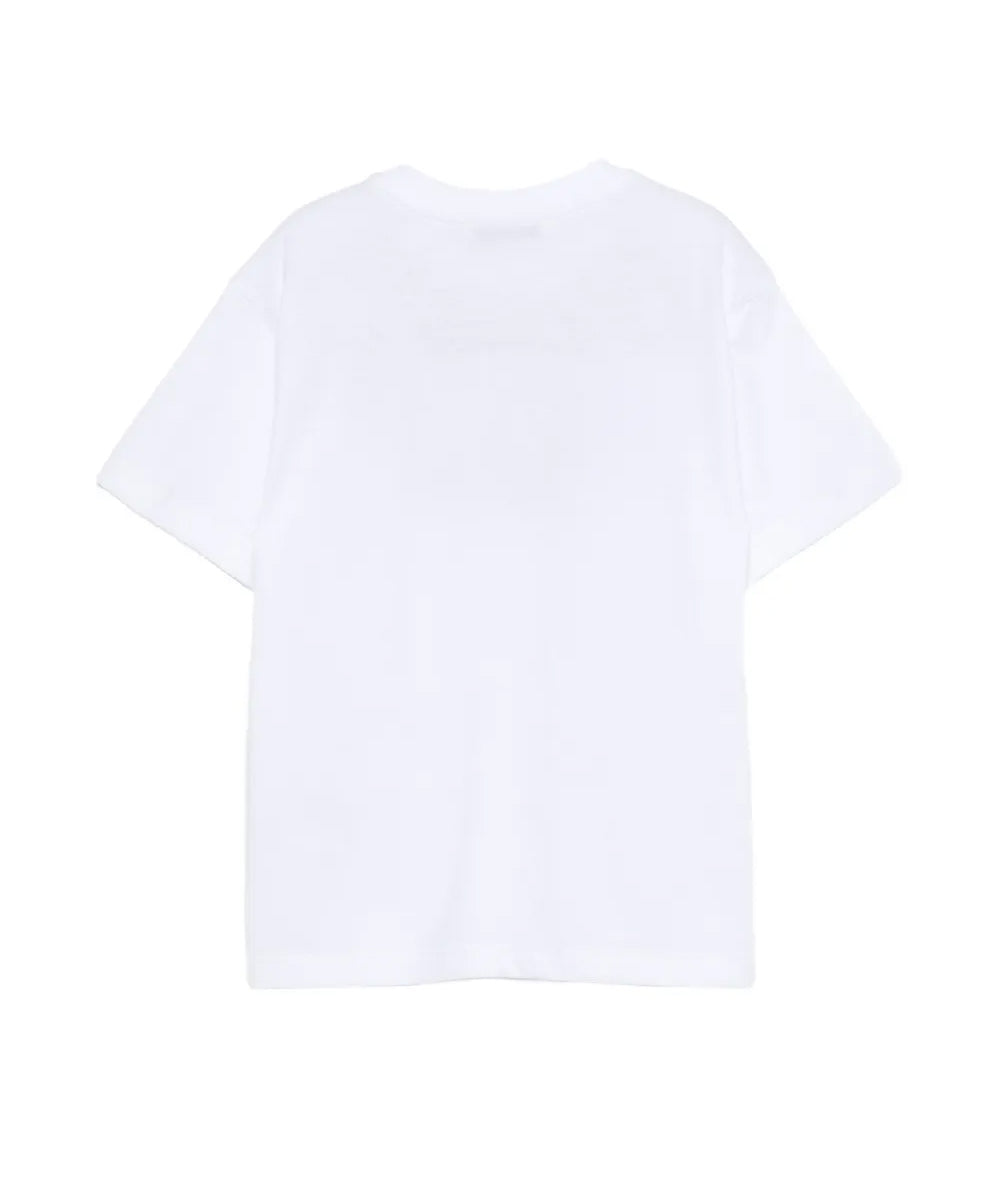 Msgm Kids T-Shirt Bianco con Stampa Nero Unisex