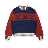 Dsquared2 Kids Maglione Girocollo Blu/Rosso con Logo per Bambini