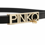 Pinko Kids Cintura Nera con Placca Logo Oro 