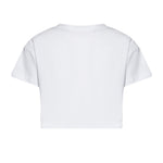 Just Cavalli Kids T-Shirt Crop Bianco con Logo Arancione per Bambine