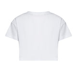 Just Cavalli Kids T-Shirt Crop Bianco con Logo Arancione per Bambine