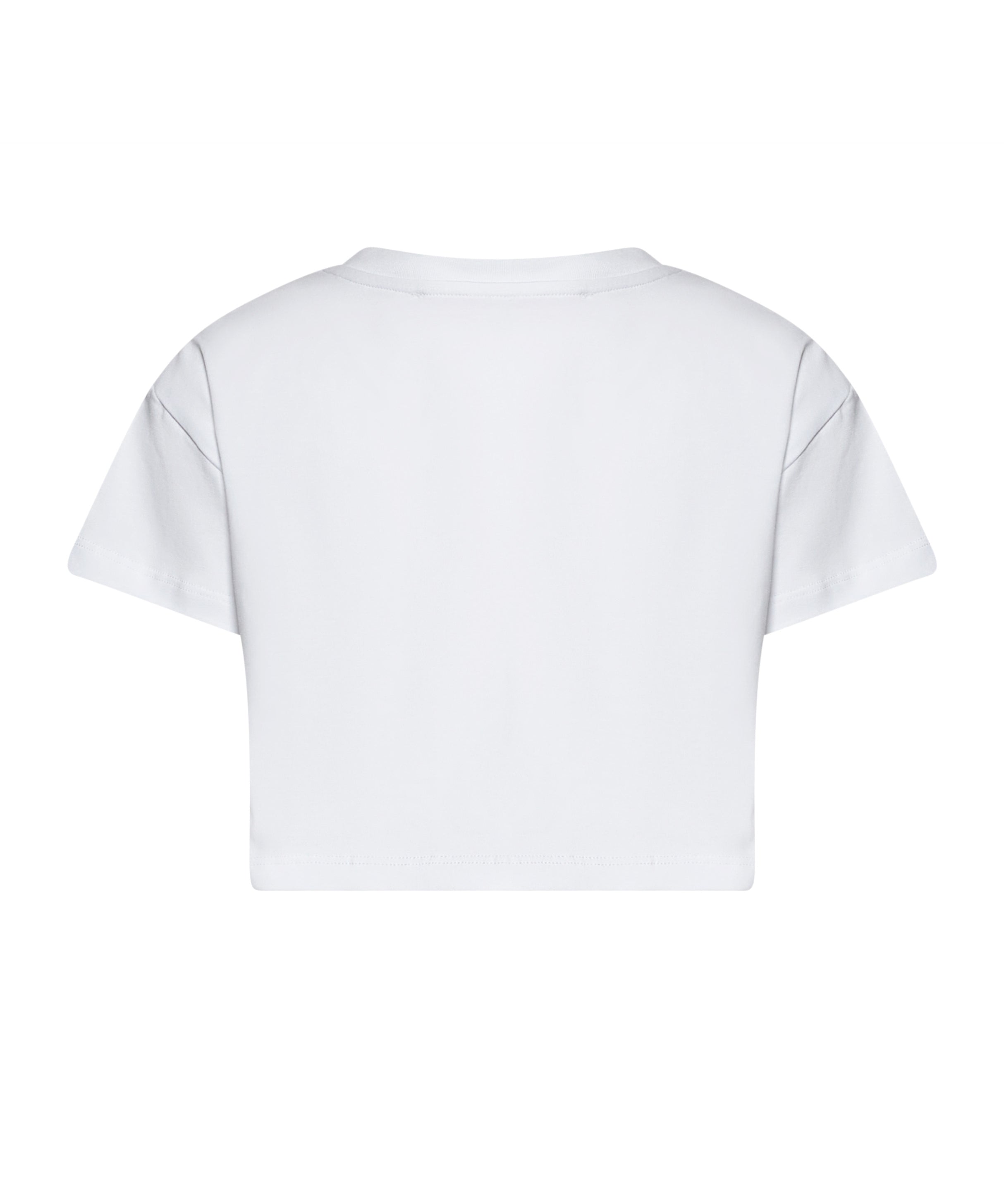 Just Cavalli Kids T-Shirt Crop Bianco con Logo Arancione per Bambine