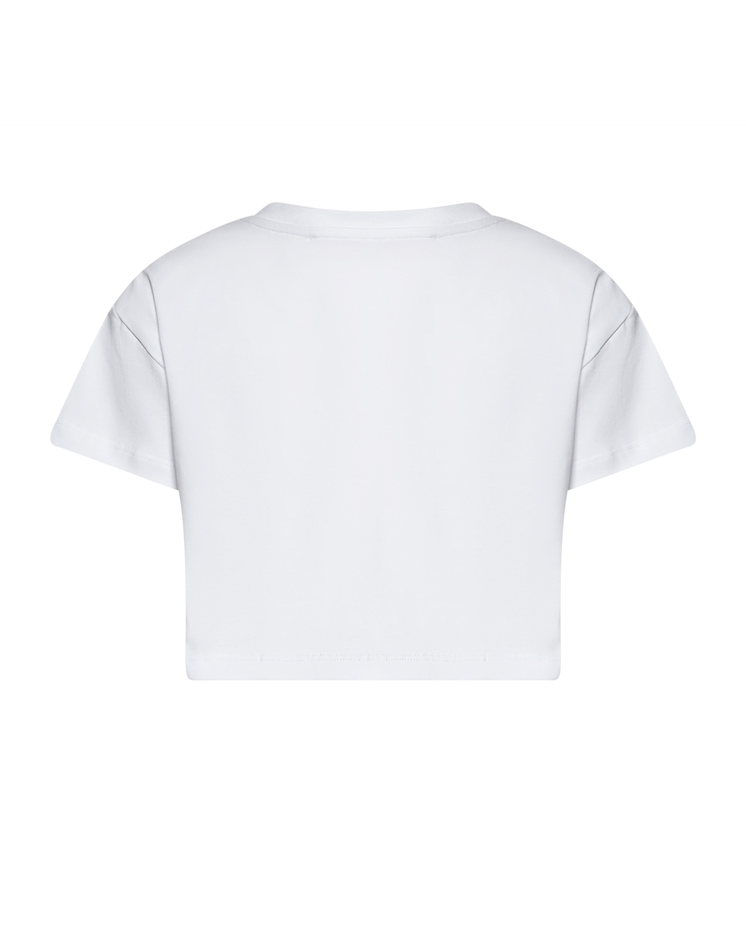 Just Cavalli Kids T-Shirt Crop Bianco con Logo Arancione per Bambine