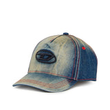 Diesel Kids Cappello in Denim con Lavaggio Dirty e Logo Oval per Bambini