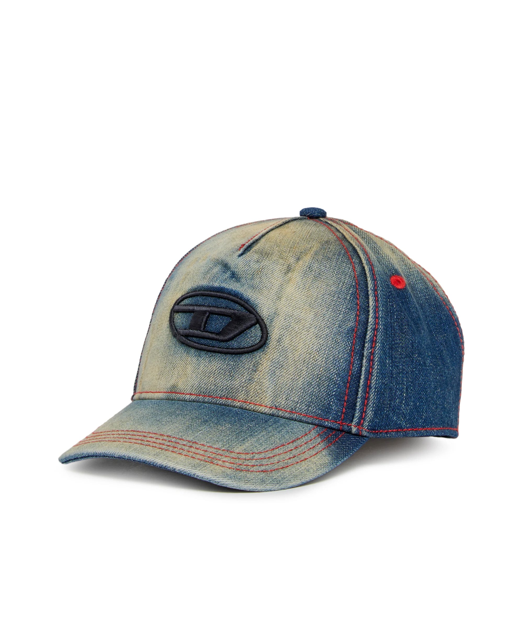 Diesel Kids Cappello in Denim con Lavaggio Dirty e Logo Oval per Bambini