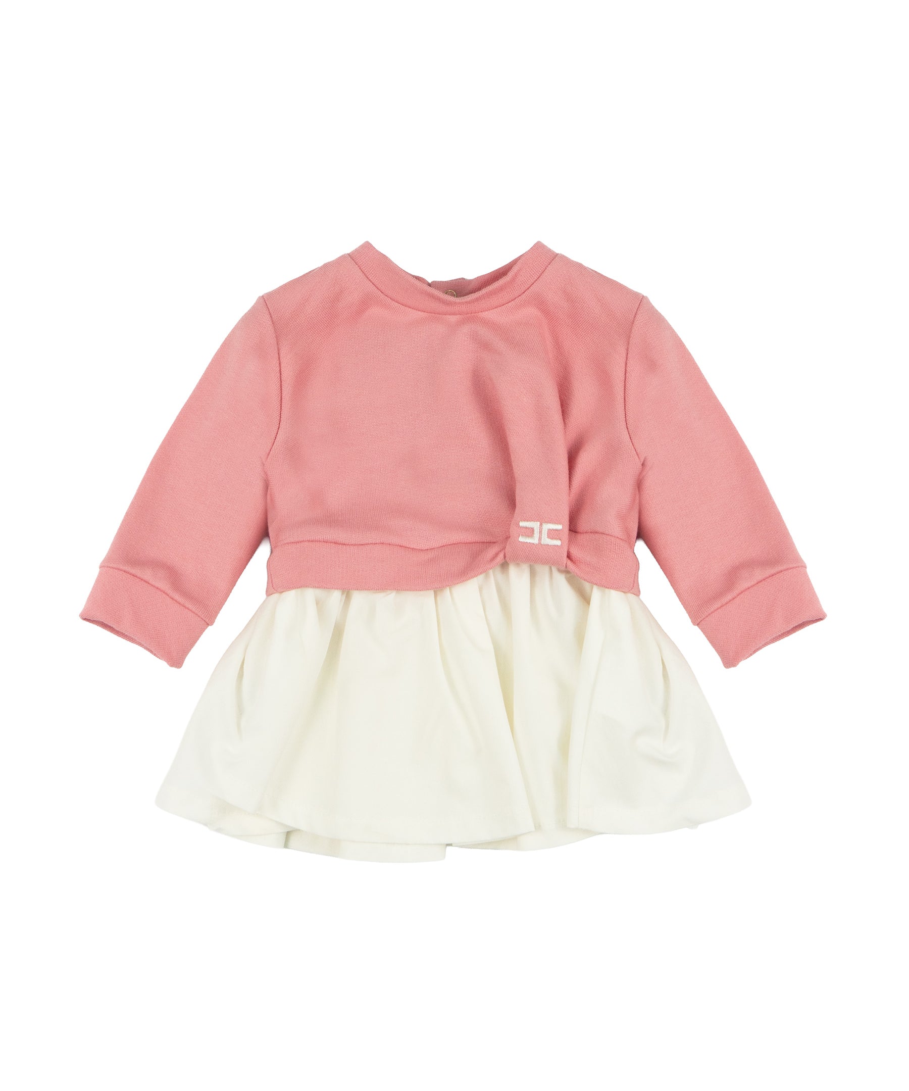 Elisabetta Franchi La Mia Bambina Abito Ortensia e Avorio con Logo per Neonate