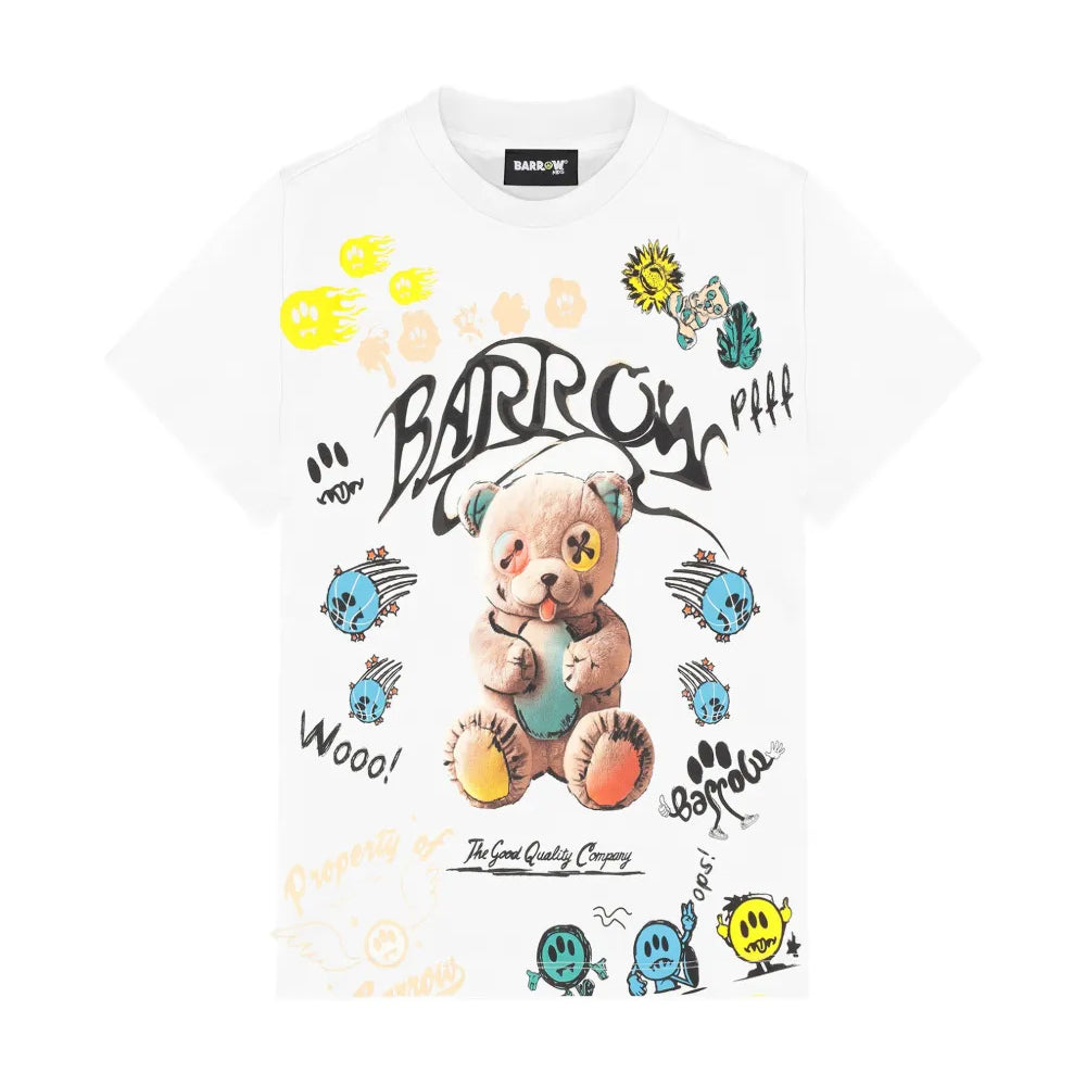 Barrow Kids t-Shirt Off-White con Stampa Logo All-Over Unisex