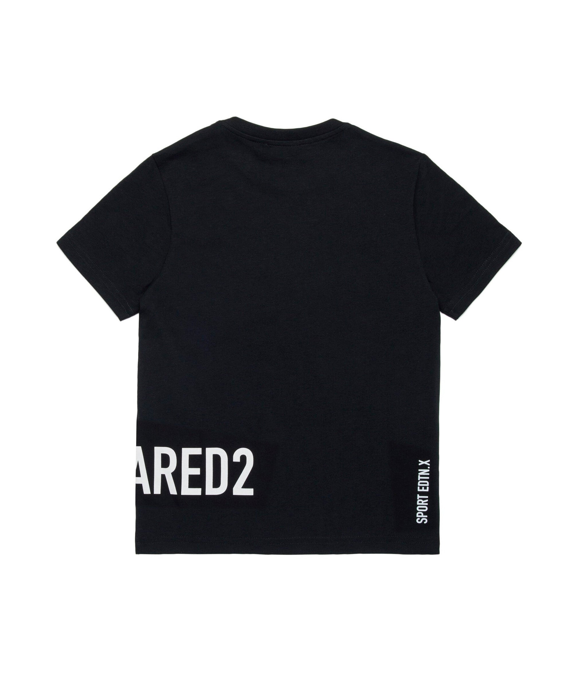 Dsquared2 Kids T-shirt Nera con Applicazione Leaf Strass per Bambine (retro)