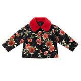 Blumarine Kids Giacca Fantasia Rose Nero e Rosso per Neonate